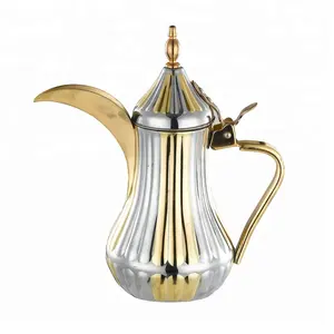 Arabic Dallah Coffee Pot with Long Spout Stainless Steel Dinnerware Set with Metal Handle for Home Use Wholesale