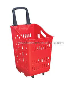 Heavy duty rolling cesta de compras de supermercado com rodas 4