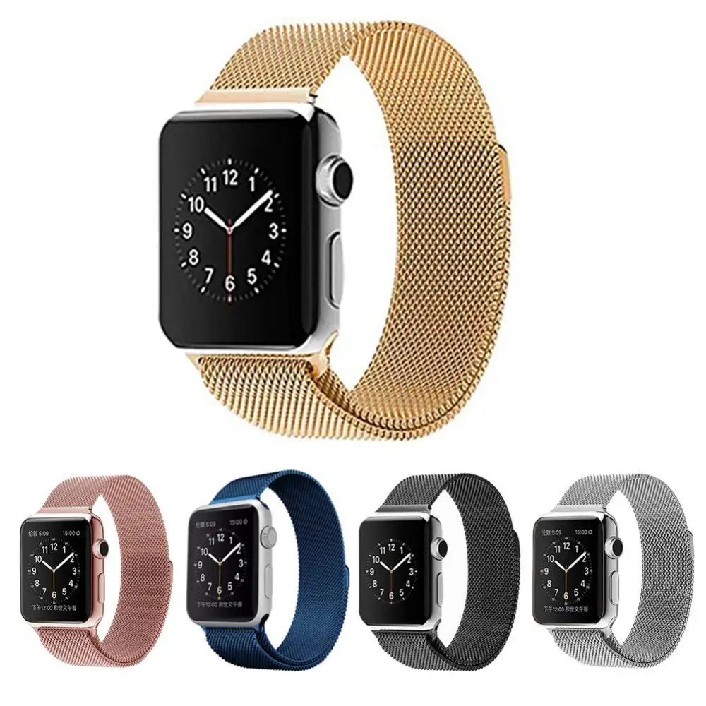 Keepwin Custom magnet strap watches oem milanese loop stainless steel smart watch strap for iWatch Series 8 7 6 5 SE