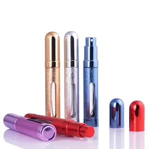 MUB hot selling 12ml bullet shaped travel aluminum perfume atomizer empty perfume refill glass spray bottles