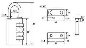 Candado de latón MK711, 4 combinación Digital con llave maestra