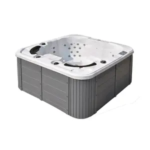 Sunrans Hoge Kwaliteit Acryl Hydro Jet Spa Bad Met Led Licht Voor Vier Personen Kleine Outdoor Acryl Hot Tub Spa