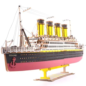 Promotional Best Popular Eco-Friendly Titanic Ship with LED light 3D Puzzle Custom Model for Adult