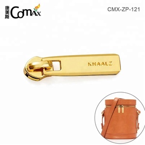 Custom <strong>Gold</strong> Plated Engraved Logo Metal Zipper Pull <strong>Slider</strong> for Bags - Product Image 2