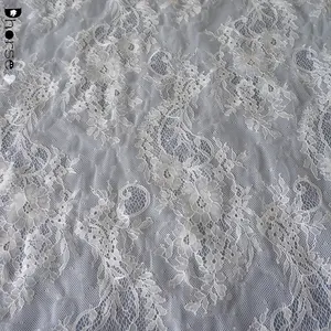 Top end french lace latest white color lace with sequins luxury net lace for bridal DHFL0693