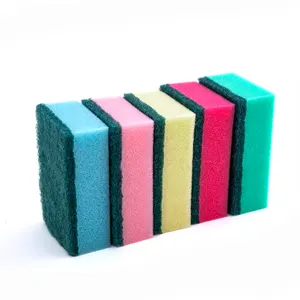 Kitchen Sponge DH-A1-11 Eco Friendly Kitchen Dish Scouring Pad Scrubber Cleaning Sponge With Polyester