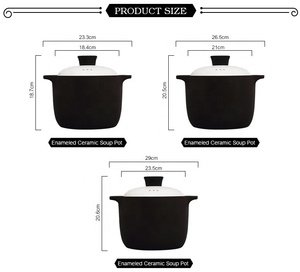 2.6L restaurante <span class=keywords><strong>cocina</strong></span> utensilios de <span class=keywords><strong>cocina</strong></span> negro esmalte olla con tapa blanca - Product Image 5