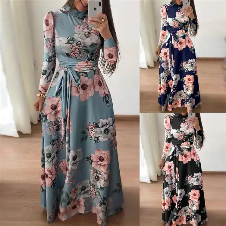 Fashion printing indonesia muslim women long dress