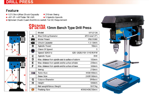 SUMORE <span class=keywords><strong>Drill</strong></span> Press Bench Tipo SP5213A <span class=keywords><strong>Drill</strong></span> Press <span class=keywords><strong>Hitachi</strong></span> para Venda - Product Image 6