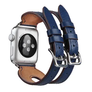 Tali Jam Kulit Asli untuk Apple Watch 1/Seri 2, Tali Manset Gesper Ganda, Tali Jam Kulit Asli untuk Apple Watch 1/Series 2