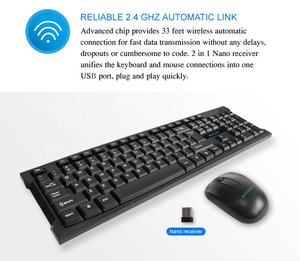 Juego de teclado y <span class=keywords><strong>mouse</strong></span> inalámbricos Teclado silencioso Notebook Computadora de escritorio Escritura de oficina Juego de teclado y <span class=keywords><strong>mouse</strong></span> inalámbricos portátiles - Product Image 2