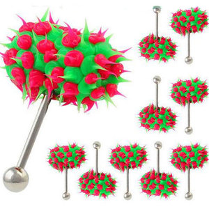 vibrating clip on tongue ring Silicone Prickly Tongue Ring Barbell Piercing Jewelry main image 1