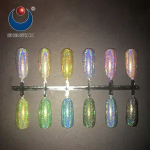 Solventbestendige Laser Zilver Kleur Glitter Poeder, holografische nail art Glitter voor nail gel
