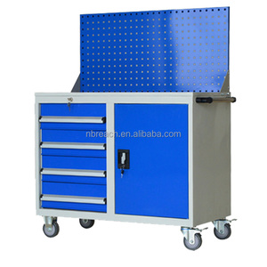 Cassetta degli <span class=keywords><strong>Attrezzi</strong></span> in Acciaio Laminato a Freddo di Alta Qualità, Armadietto Portautensili con <span class=keywords><strong>Pannello</strong></span> Posteriore, 5 Cassetti, Chiusura Centrale, 6 Ruote, Capacità di Carico 300kg - Product Image 6
