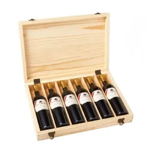 A buon mercato luce incompiuta di vino scatola di legno bottiglia di 6/6 bottiglia di contenitore di vino di legno