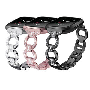 Tschick – Bracelets métalliques pour montre <span class=keywords><strong>Fitbit</strong></span> Versa, Bracelets Bling avec strass pour femmes et filles - Product Image 1