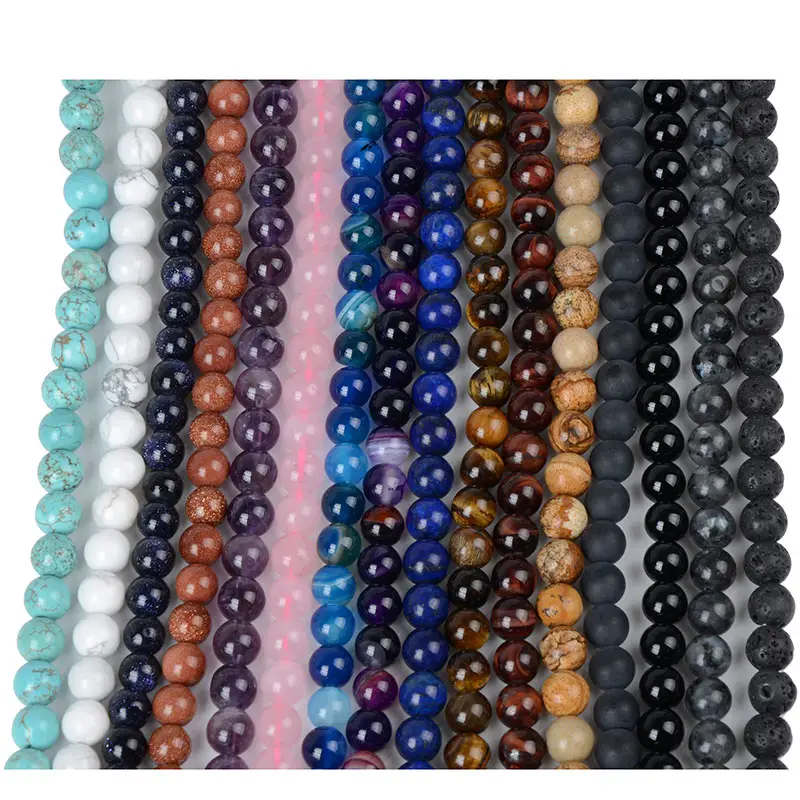 Großhandel Lapis Lazuli Rose quarz Amethyst Achat Tigerauge Naturstein Perlen für Armbänder Halskette Schmuck Machen