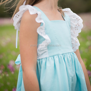 Vestido de lino blanco para bebés y niñas pequeñas con cuello <span class=keywords><strong>peter</strong></span> <span class=keywords><strong>pan</strong></span>, vestido de bautizo con cuello blanco debajo de la rodilla hecho con lino prelavado. - Product Image 2