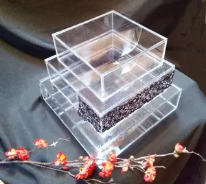 Şeffaf akrilik lucite kek standı kutuları çıkarılabilir kapak