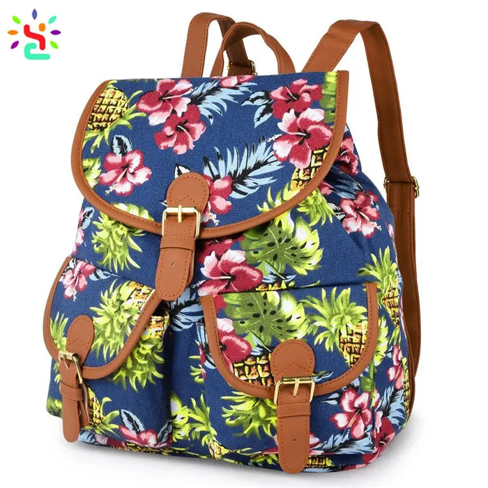 Классические рюкзаки для девочек-подростков, холщовый рюкзак с цветочным принтом для женщин и девочек, повседневная сумка для книг, спортивный рюкзак