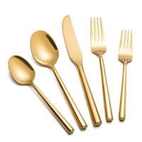 Conjunto de talheres banhados a ouro, faca e garfo, conjunto de talheres dourados para casamento