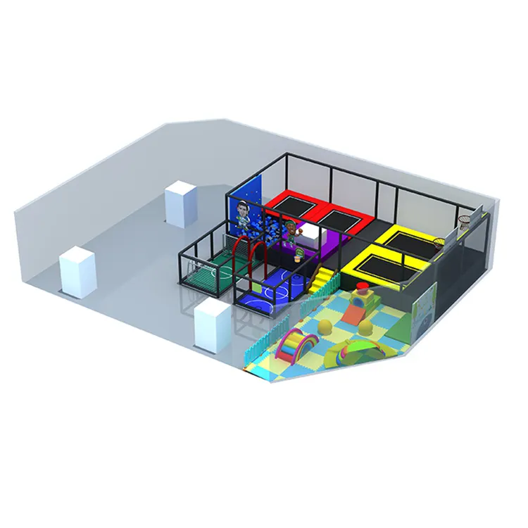 Customized coloful children indoor trampoline park with certificate