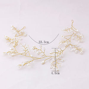 Elfenbein Perle Braut Haarband Kopf Kette Strass Kopfschmuck Hochzeit Haar schmuck für braut - Product Image 6