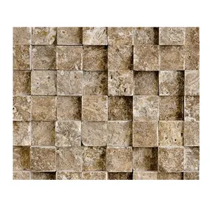 Noce travertine mosaic tile 12''x12''