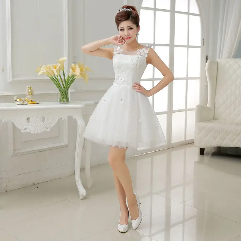 Vestido de noiva curto vintage, vestido de noiva com chá branco marfim