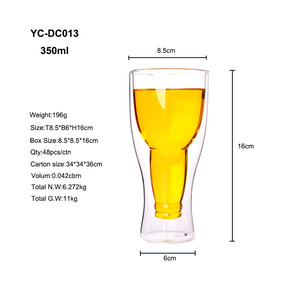 12 <strong>ounce</strong> <strong>of</strong> double walled <strong>of</strong> Pyrex clear CRYSTAL beer vessels - Product Image 6