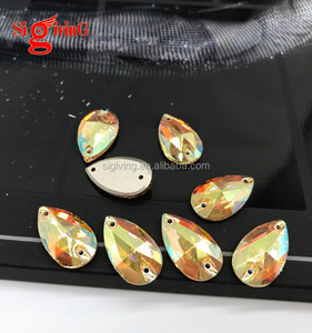 Di alta qualità magico verde eliotropio cucire su pietre a goccia gemme sciolte K9 strass a dorso piatto per body abiti da ballo latino - Product Image 6