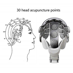 Elektrischer Akupunkturpunkt-Kopfhaut-Massagehelm Vibrationswerkzeug zur Linderung von Kopfschmerzen Geschenkbox Körper-Kopf-Massagegerät Grau ABS - Product Image 4