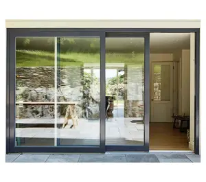Latest Design Aluminium Modern Interior Black Sliding Door