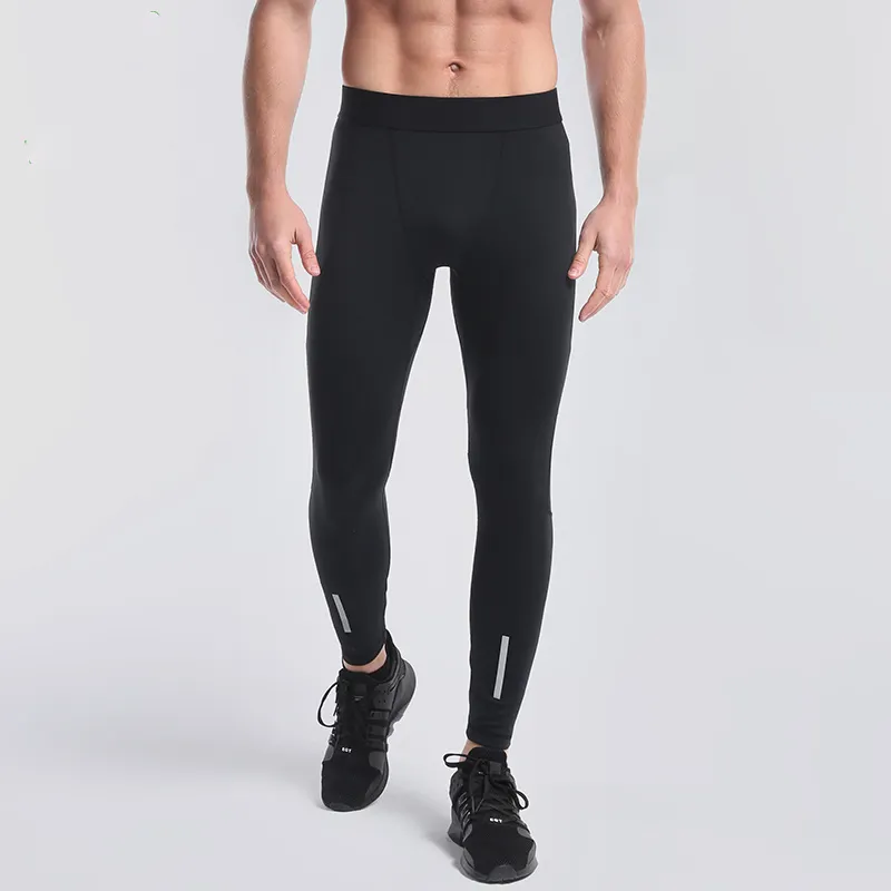 Wholesale GYM Leggings Blank Reflective Running Fitness Pants Pocket Skin Tight Leggings Men