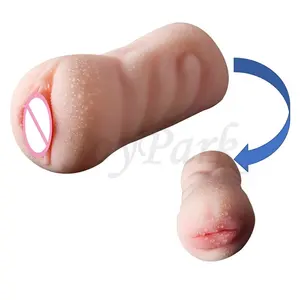 2019 Dubbele Einde Mannelijke Masturbator Mond Rubber Vagina Plastic Kunstmatige Zak Pussy Voor Masturberen