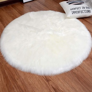 Cina fabbrica vendita calda <span class=keywords><strong>bianco</strong></span> pelliccia sintetica peluche pelle di pecora tappeti e tappeti forma rotonda - Product Image 5