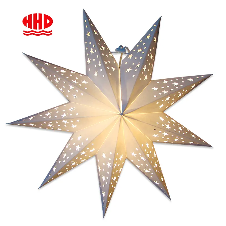 9 Points Paper Crafts Electric Paper Star Lanterns with Mini Stars Cut Out