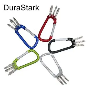Multifunction Clip Hook Keychain Assorted Colors Spring Snap Hook Rings Alloy Buckle With 3 Key Rings For Outdoor Carabiners
