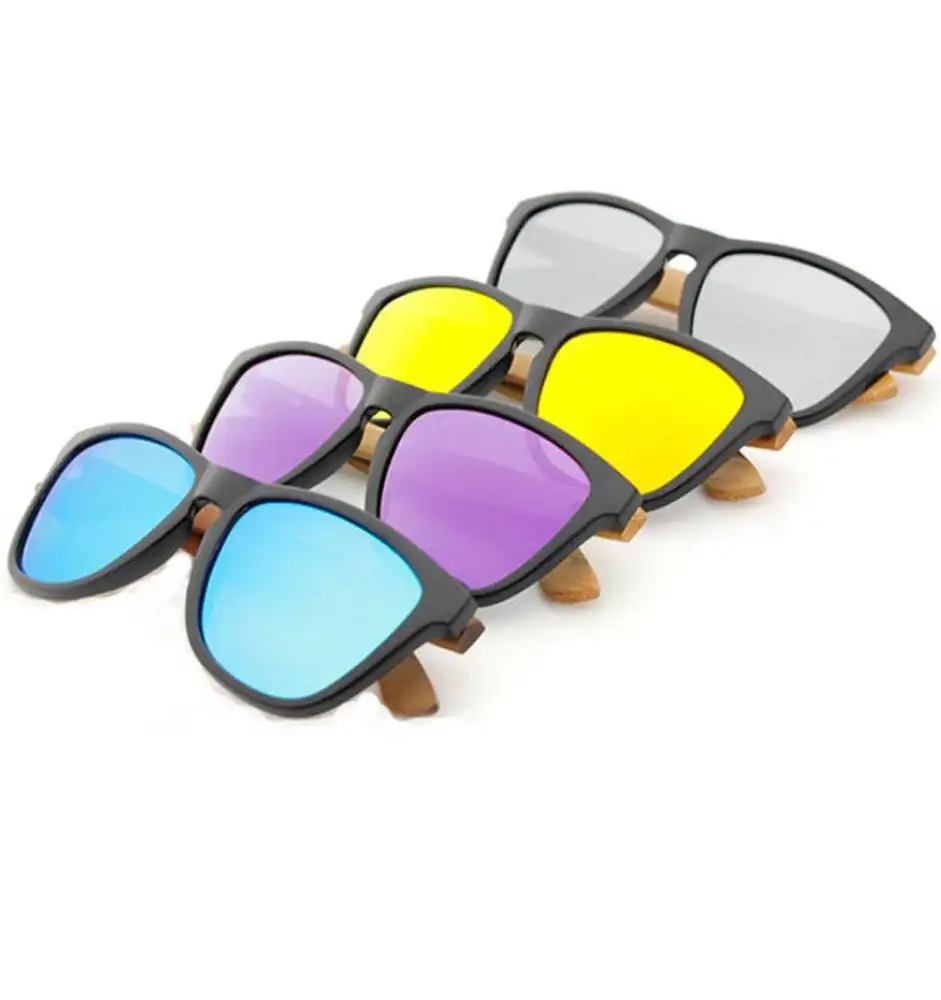 Fashion Cat Eye Wood Handmade Mirrored Sunglasses for Women and Men with Box UV400 plastic bamboo wood sunglasses wholesale