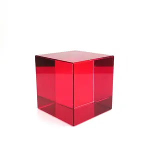 Wholesale Red Crystal Cube K9 Glass 5*5*5cm Crystal Blank Cube Block For Decoration