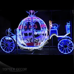 Carruaje de caballos de calabaza de decoración navideña para exteriores con luz LED de tamaño real en blanco, rojo, rosa, azul, morado con calificación IP65 en venta