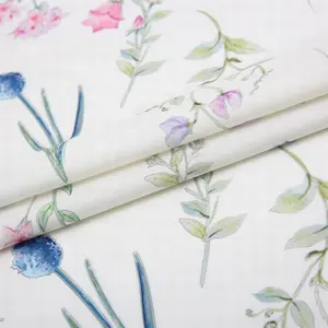 71% algodão 20% tencel 9% linho tecido flor branca atacado oriental impressão digital tecido personalizado para camisa