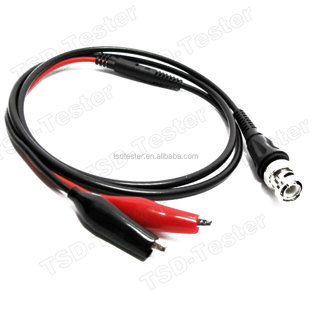 High Quality BNC Male to Dual Test Alligator Clip Oscilloscope Probe Lead Cable