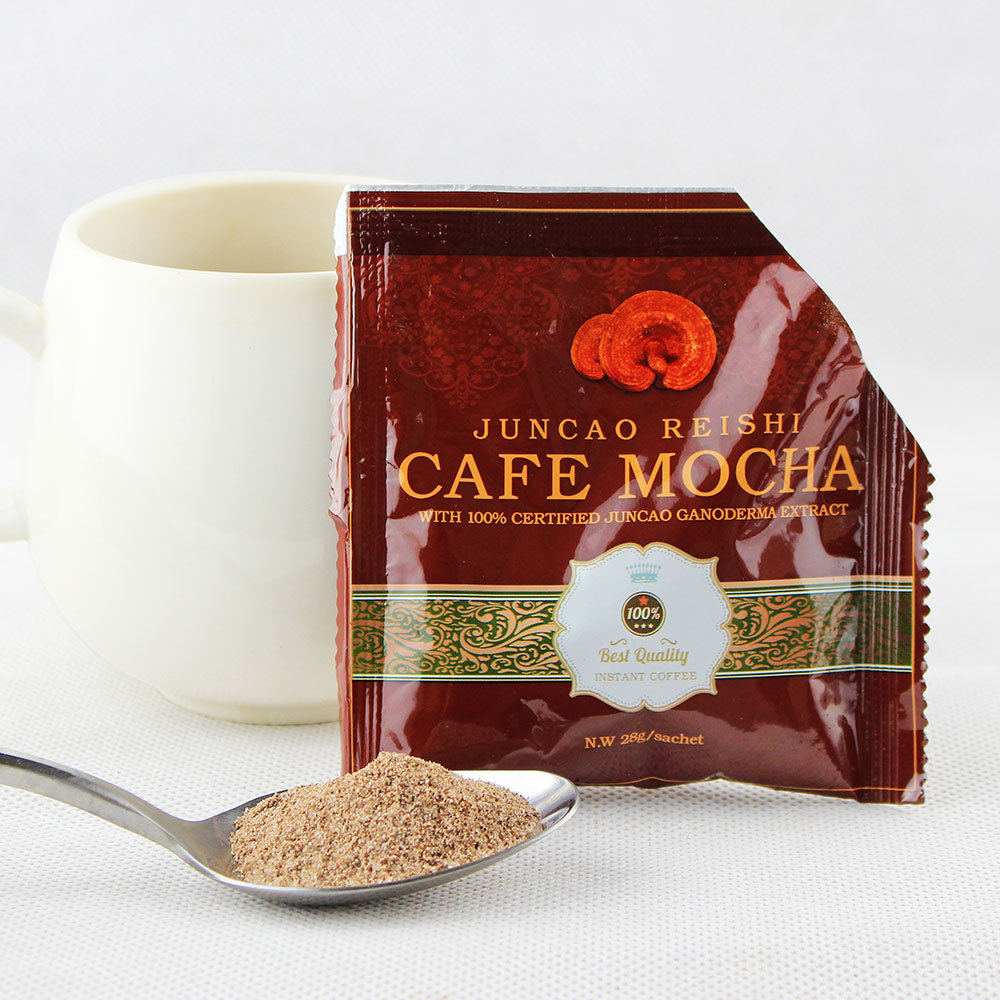 Juncao Ganoderma Lucidum растворимый кофе 2 в 1 Арабика порошок; Экстракт Рейши Juncao Reish мокко кофе жареный 8.5% Brix сладкий