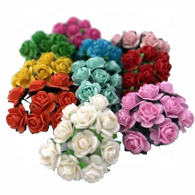100 смешанных цветов 10 мм искусственная тутовая бумага роза цветок свадебное Скрапбукинг «сделай сам» рукоделие Скрапбукинг
