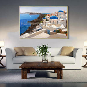 Santorini Grecia paisaje pintura al óleo artista pintado a mano de alta calidad griego mar Egeo pintura al óleo para decoración para sala de estar - Product Image 2