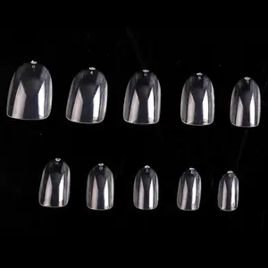 TSZS 500 Cái Ngắn Oval Tự Nhiên Trong Suốt Full Bìa Nail Mẹo Cô Gái Móng Tay Nhân Tạo Thiết Kế