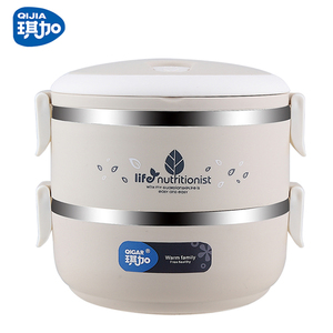 Durable round stainless steel lunch box double layer steam bento lunch box with air hole