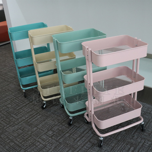 Chariot de cuisine en acier 100% à 3 niveaux, nouveau design, vente en gros, avec 4 roues - Product Image 1