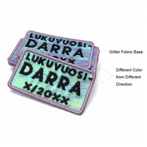Sew on Custom Personalized Logo <strong>Glitter</strong> Special Base Fabric Garment Badge Embroidery <strong>Patches</strong> for Clothing Applique - Product Image 2